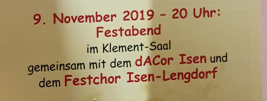 Festabend zur 150-Jahr Feier der Liedertafel Isen von 1869 e.V.