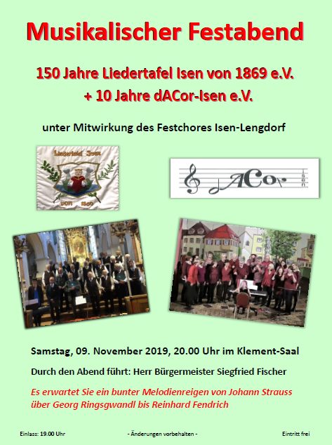 9.11.2019 - 150 Jahr Feier der Liedertafel Isen